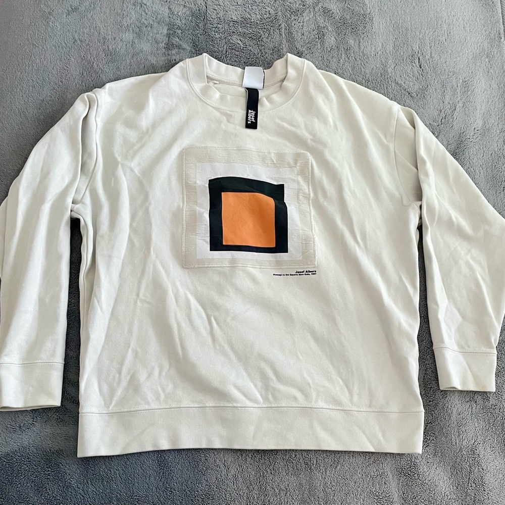 SOLD on Depop - Zara Cream Abstract Pullover